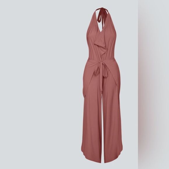 Halara High Waisted Tie Front Split Hem Palazzo Wide Leg Flowy PANT XS NWOT - Picture 2 of 16